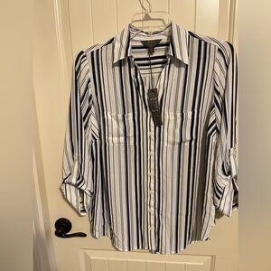 NWT Mix by 41 Hawthorne Striped Shirt in Navy and White. 1X  Stitch Fix